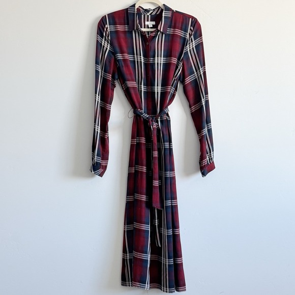 J Jill Ruby Multi Plaid Shirt Dress Woman Small Tall Career Old Money Preppy - Picture 2 of 8